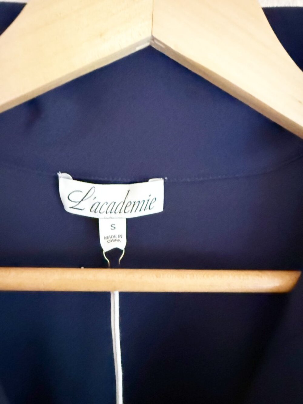L’Academie Navy Blue Collared Long Sleeve Drop Waist Midi Dress Size S NWT - Picture 4 of 6